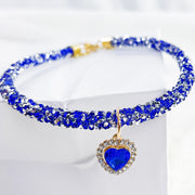 Cat Collar Heart Jewel Pendant Party Reflex Rhinestone Necklace
